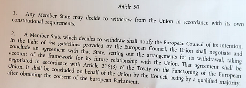 Član 50 Lisabonskog sporazuma: O izlasku samo 250 reči
